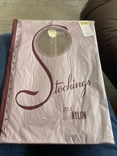 1 Pair Vintage Quality Street Flat Knit Garter stockings Suntan 10 Seamed