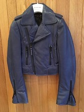Balenciaga 2010 Marine Blue Leather Biker Jacket - Size 36, Bnwt
