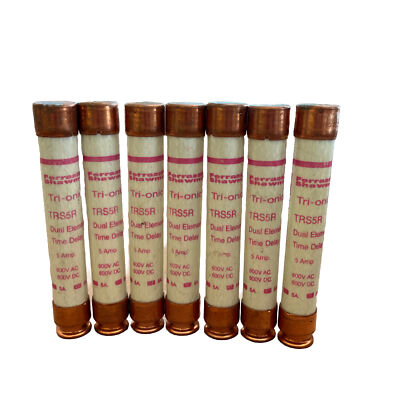 GOULD/SHAWMUT TRI-ONIC  FUSE, TRS5R, 5A 600V AC, LOT OF 8 Tested