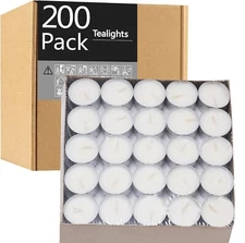 200PCS Unscented Tea Lights Candles 6.5 Hours Long Burning, White Palm Wax