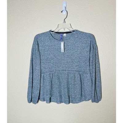 NWT Alya Heather Gray Knit Top Ruffled Small Soft Oversized 