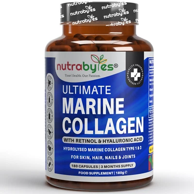 NUTRABYTES Ultimate Marine Collagen with Hyaluronic Acid, Vitamin C & Retinol (1200 mg)