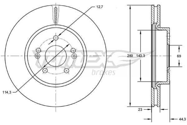 Tomex Brakes 2X Bremsscheibe Vorne Ø280 Mm BelüFtet FüR Hyundai I30 GD 1.4 1.6-image