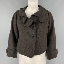 Marni Size 4 Black Brown Nailhead Cropped Jacket