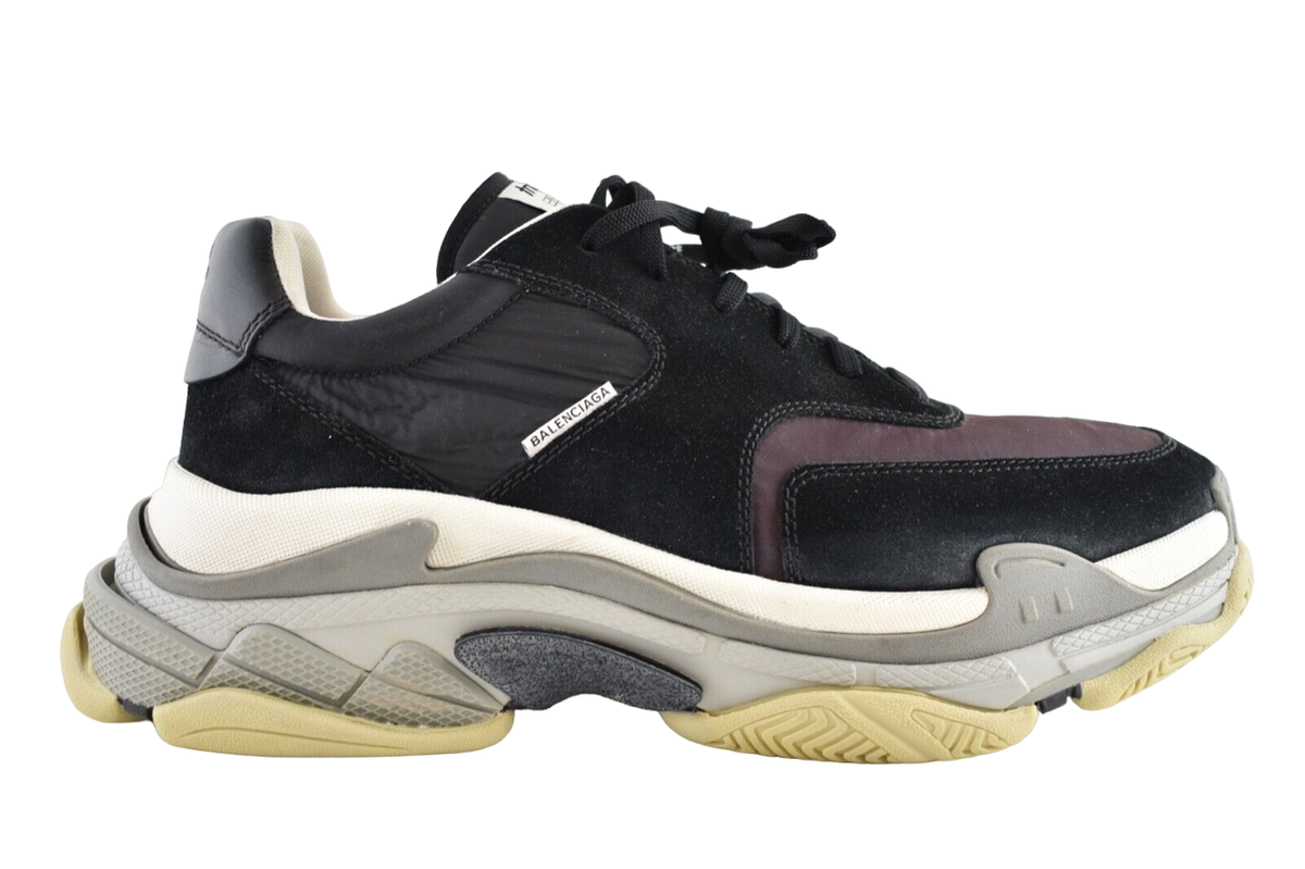 BALENCIAGA トルーパー Balenciaga Triple S Mens V2 Black Burgundy Nylon Speed Trainer