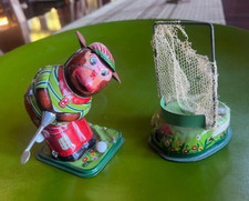 1050s Wind-up Tin Mechanical Monkey Golfer; Works, in Exc Condition