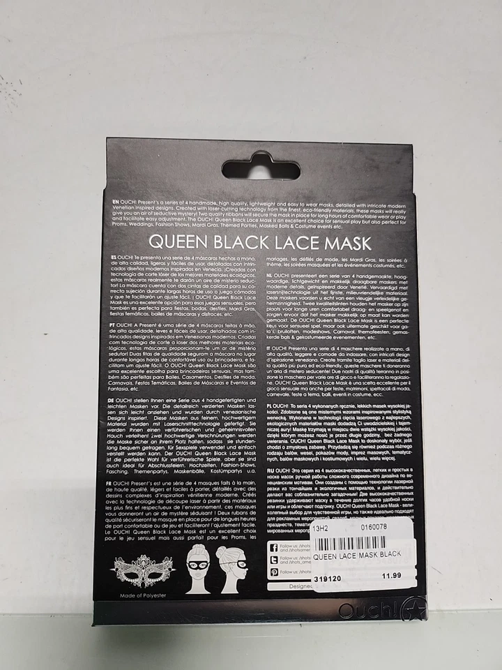 Ouch! Queen Black Lace Mask - Image 4 of 4