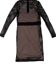 Kardashian Kollection Sz XL Net Mesh Dress Black Nude Bnwt
