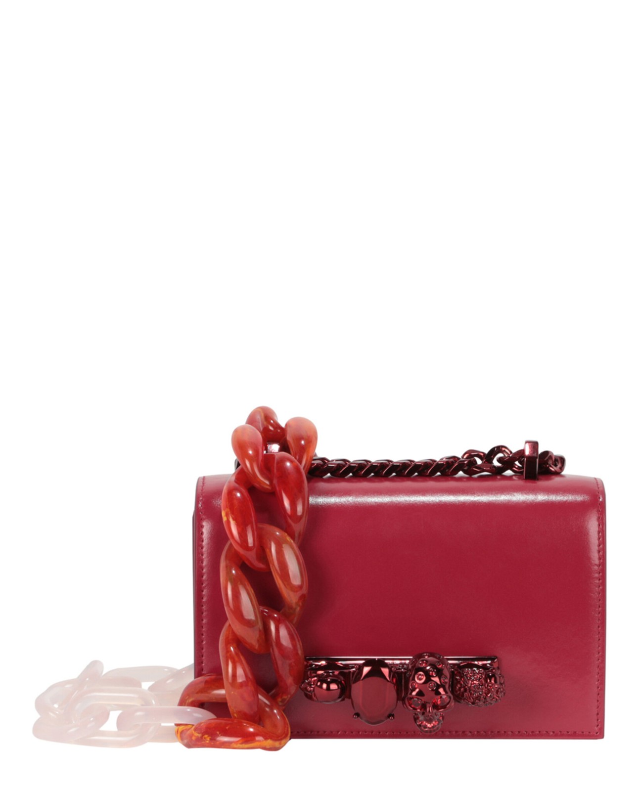 Alexander McQueen Womens Mini Jeweled Knuckle Shoulder Bag