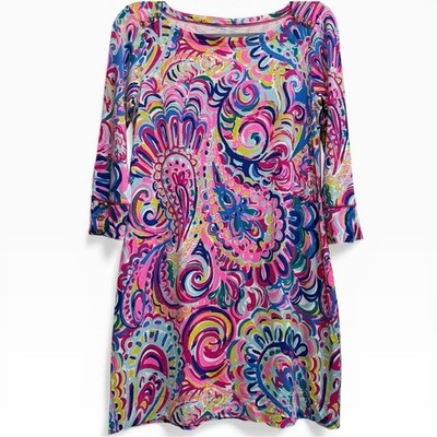 Lilly Pulitzer Sophie Mini Dress Pink Psychedelic Sunshine Paisley Print Medium