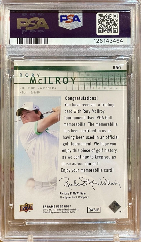 2014 SP Game Used Edition Retro Rookies Spectrum Mat. Rory McIlroy /100 PSA 10 - Image 2 of 2