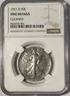 1921 D Walking Liberty Half Dollar 50c NGC F Details ‼️-SERIES KEY DATE-‼️