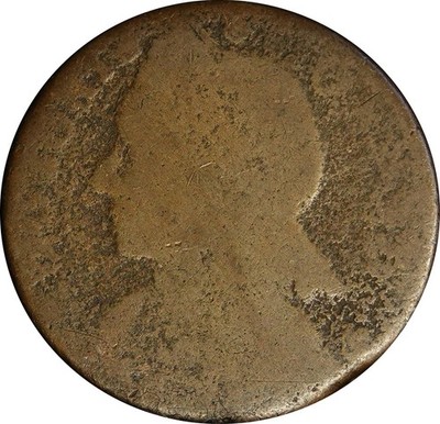 1788 13-A.1 R-5 Mailed Bust Left Connecticut Colonial Copper Half Cent Coin
