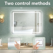 Illuminated Bathroom Mirror with Demister Over Bathroom Sink White LED Light