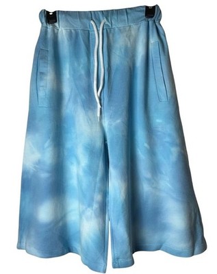 Ireneisgood Pants Women XS Blue Tie Dye Unicorn Basket Culotte Wide Leg Cropped