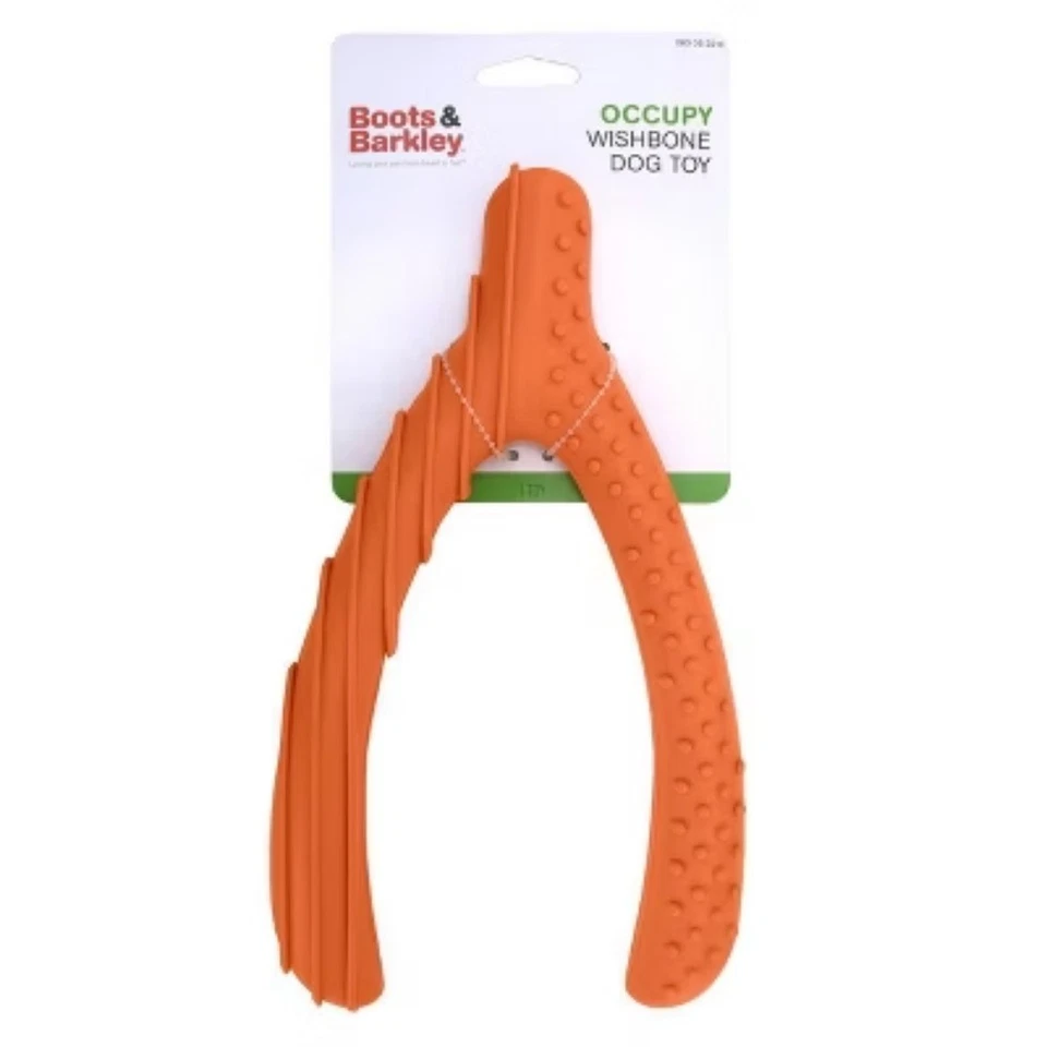 Rubber Wishbone Dog Toy - Orange - Boots & Barkley - Image 3 of 4