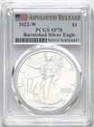 2022 W BURNISHED SILVER EAGLE WITH W MINT MARK ADVANCED RELEASE PCGS SP70/MS70