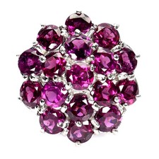 925 Sterling Silver Ring Round Rhodolite Garnet 5mm Natural Gemstone Size 7