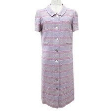 Great CHANEL one piece Square logobutton short-sleeved tweed 38 00C P14945V08265