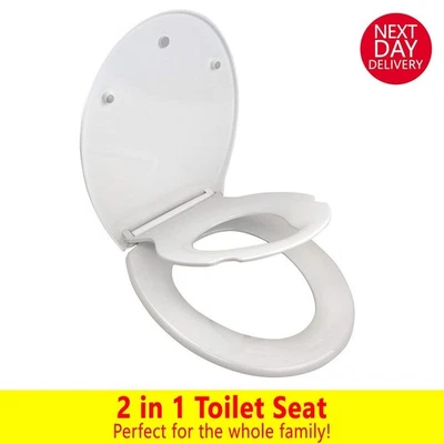 ECOSPA 2 in 1 Family Toilet Seat Soft Close Detachable Oval Child Seat Quick Release