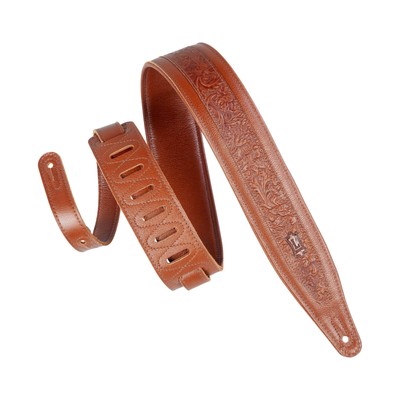 Leathers 2.5'' Garment Leather Guitar Strap Florentine Emboss Design; Tan (M31...