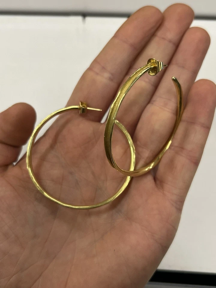 Ippolita 18kt Yellow Gold Forged Earrings - 17.6g - 2" Dia. - Image 2 of 4