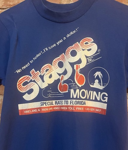 VTG Staggs Moving Single Stitch Made In USA Screen Stars Shirt Florida Vineland