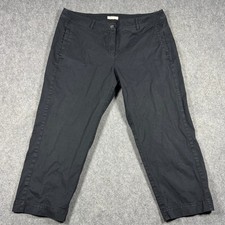 Eileen Fisher Womens Black Organic Cotton Stretch Cropped Pants Medium Wide Leg