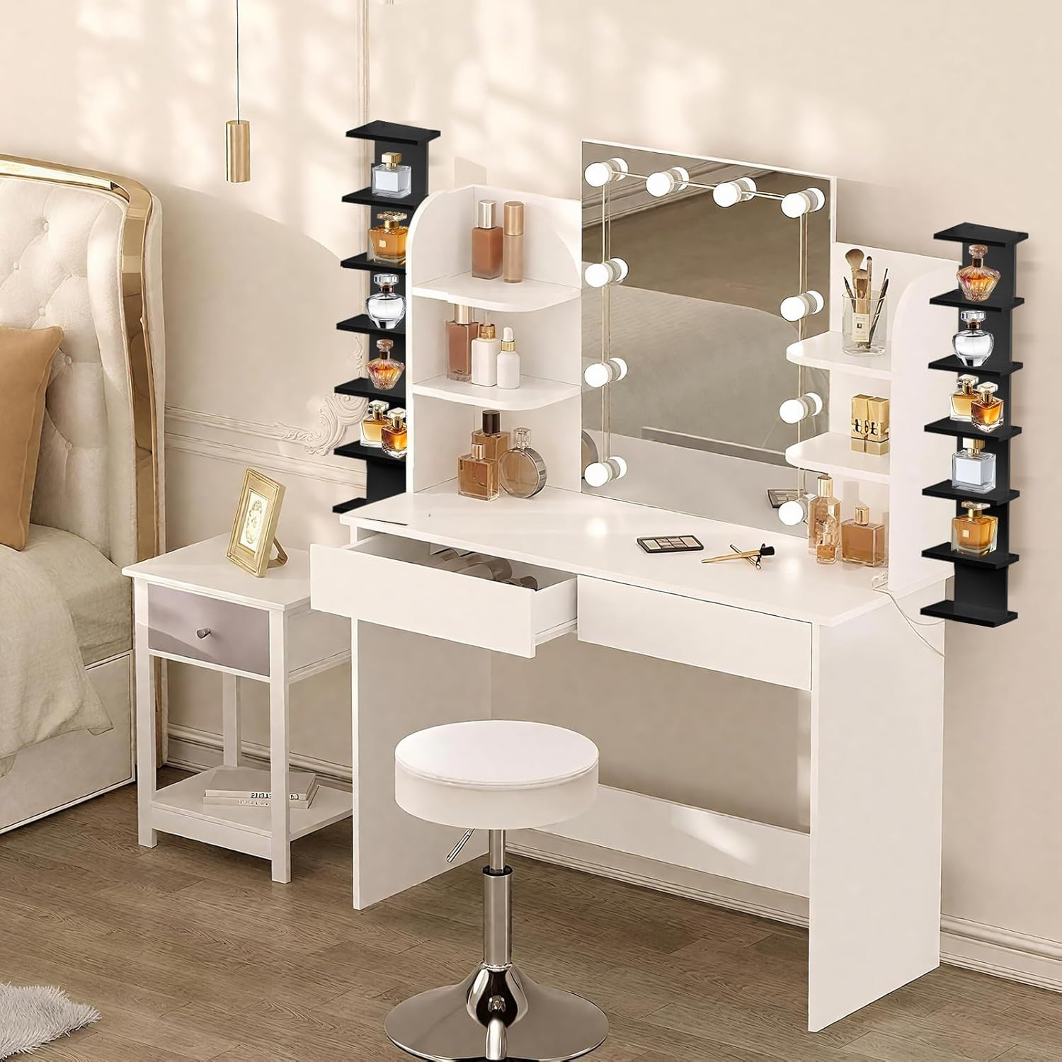 7 Tier Floating Wall Shelf - 2 Pack Compact Vertical Storage for Any Room