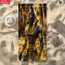 2d Flat 1pc Egyptian Statue Beach Towel - Soft, Ultra-Absorbent Microfiber, Li