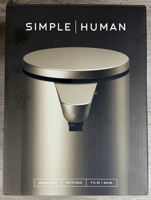 simplehuman 9 oz. Touch-Free Automatic Rechargeable Sensor Pump, Matte Gold  NEW