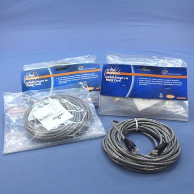 Leviton 5G455-25G Gray Cat 5e 25' Ethernet Patch Cord Network Cables Booted 4pcs