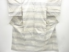 7613222: JAPANESE KIMONO / ANTIQUE KIMONO / SILK / TSUMUGI / WOVEN GRID