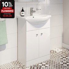 Bathroom Basin Sink Vanity Unit Single Tap Hole Floor Standing 550mm Matte White