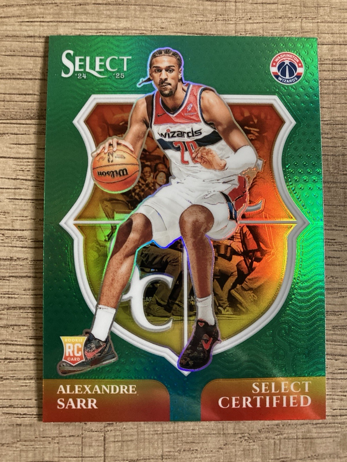 2024-25 Panini Select #7 Alexandre Sarr RC Rookie Select Certified Green Prizm