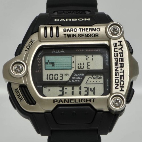 Seiko Alba Hypertech Barosthermo Twin Sensor Black Watch Japan W780-5A00 #O7039