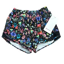 Lululemon Hotty Hot Low Rise 4" Lined Flowerscope Black Size 4 Running Gym