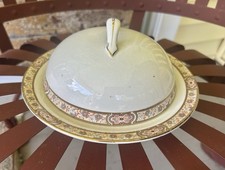Vintage  Edwin M. Knowles Round Porcelain Covered Butter Dish Pattern 1411