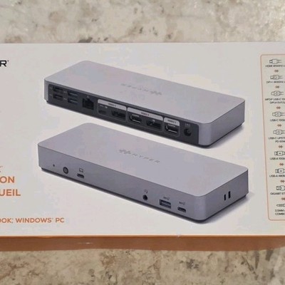 Hyper HD-GD1000 14-Port USB-C Docking Station Silver Aluminum HDMI DP New 