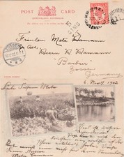 Australia to Germany QV 1d Nudgee Pineapple Plantation ppc Postage Due 1902