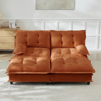 77'' Modular Sectional Sofa 2-Seat + 2 Ottoman Tufted Chenille Cloud Couch