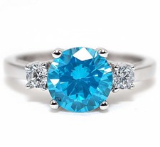 2CT Aquamarine  White Topaz 925 Solid Sterling Silver Ring Jewelry Sz 8