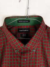 NWT Paul Fredrick Shirt Mens 18.5-34 Classic Fit Button Down Tartan Non Iron