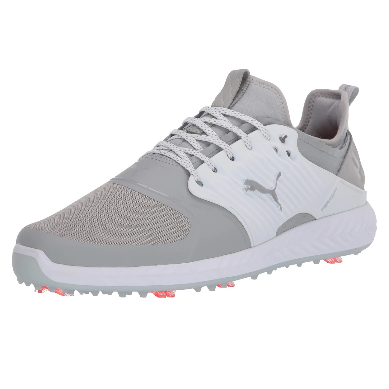 PUMA GOLF Men's Ignite Pwradapt Caged Golf Shoe, 8 Wide Gray/White