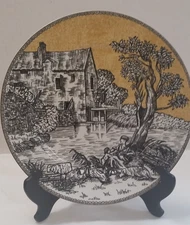 American Atelier English Toile Black Decorative Plate 10.75” Mother and Child