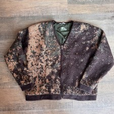 Cárdigan Zara Rocky Sunset Abstracto Tejido Cremallera Forrado Chaqueta Marrón Verde Para Hombres M