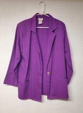 Vintage Bobbie Brooks Women Purple Blazer with Shoulder Pads - Medium 12/14