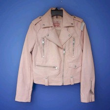 Levis Womens Pink Crocodile Embossed Faux Leather Biker Rocker Jacket SZ XS