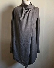 Helmut Lang 100 Wool Taupe Cardigan Tunic Drape Collar Sweater Size P/Small