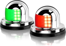 Obcursco Boat Navigation Lights, LED Red and Green Deck Mount Lights Silver 